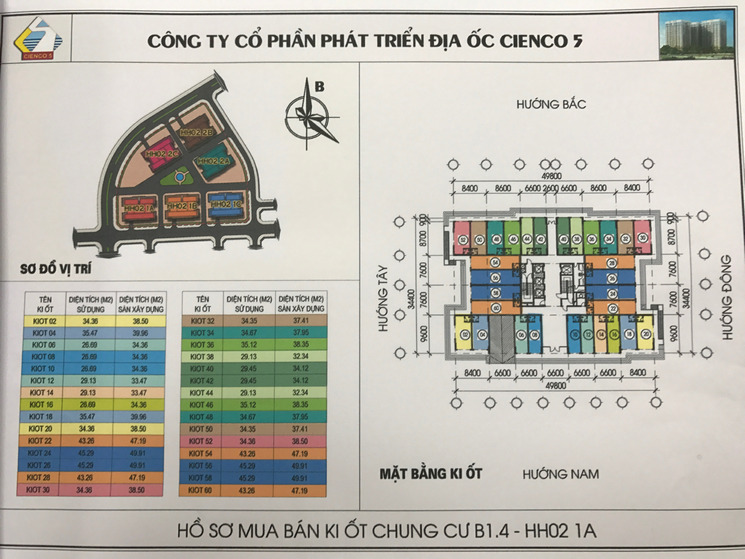 Mặt bằng Kiot 6 tòa chung cư B1.4 HH02-1A, HH02-1B, HH02-1C, HH02-2A, HH02-2B, HH02-2C khu đô thị Thanh Hà