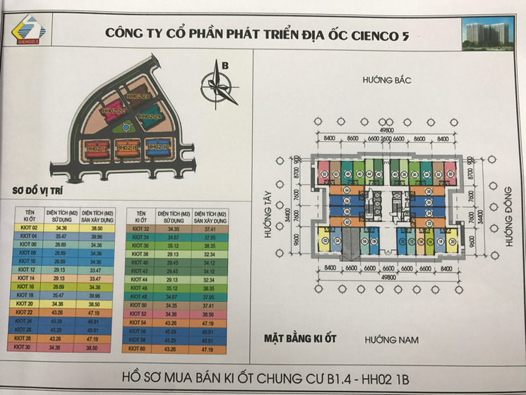 Mặt bằng Kiot 6 tòa chung cư B1.4 HH02-1A, HH02-1B, HH02-1C, HH02-2A, HH02-2B, HH02-2C khu đô thị Thanh Hà