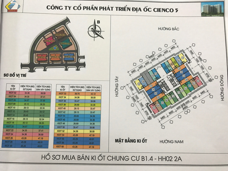 Mặt bằng Kiot 6 tòa chung cư B1.4 HH02-1A, HH02-1B, HH02-1C, HH02-2A, HH02-2B, HH02-2C khu đô thị Thanh Hà