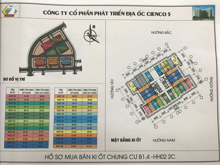 Mặt bằng Kiot 6 tòa chung cư B1.4 HH02-1A, HH02-1B, HH02-1C, HH02-2A, HH02-2B, HH02-2C khu đô thị Thanh Hà