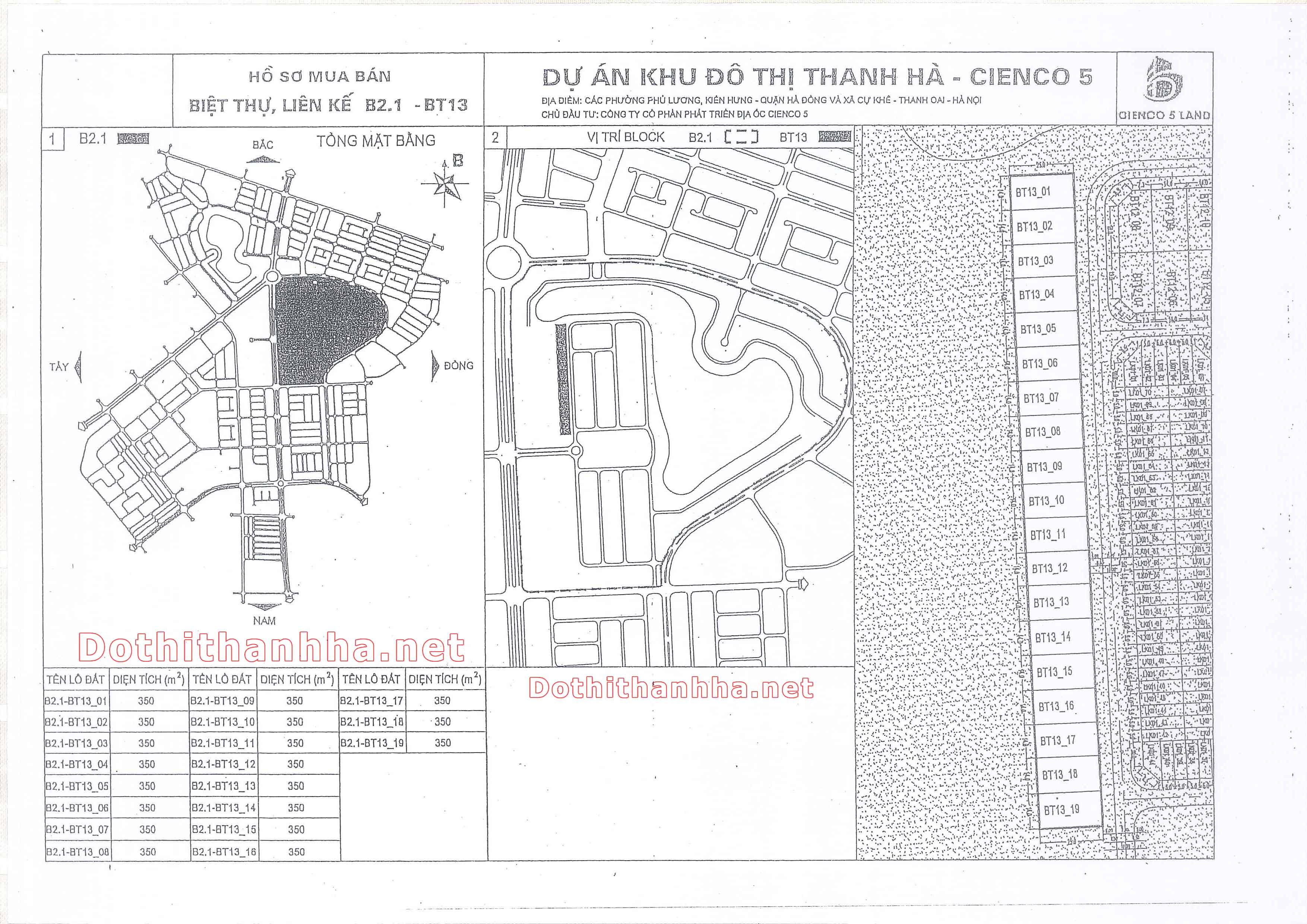 Bán biệt thự Thanh Hà Mường Thanh