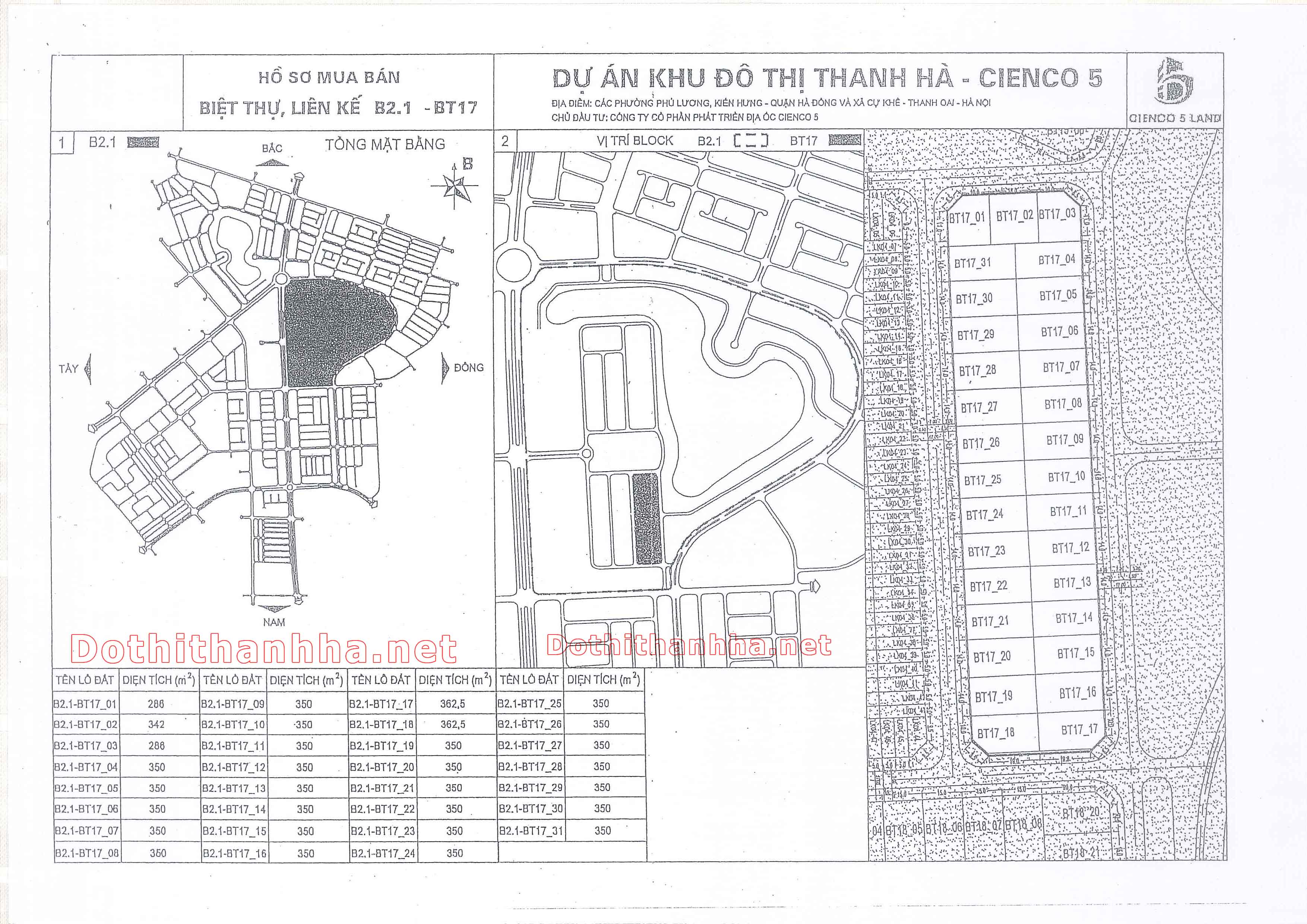 Bán biệt thự Thanh Hà Mường Thanh