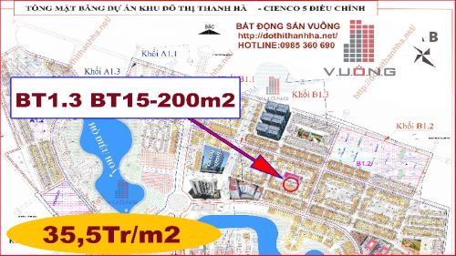 Bán biệt thự thanh hà B1.3 biệt thự 15 diện tích 200m2 ven hồ điều hoà khu B